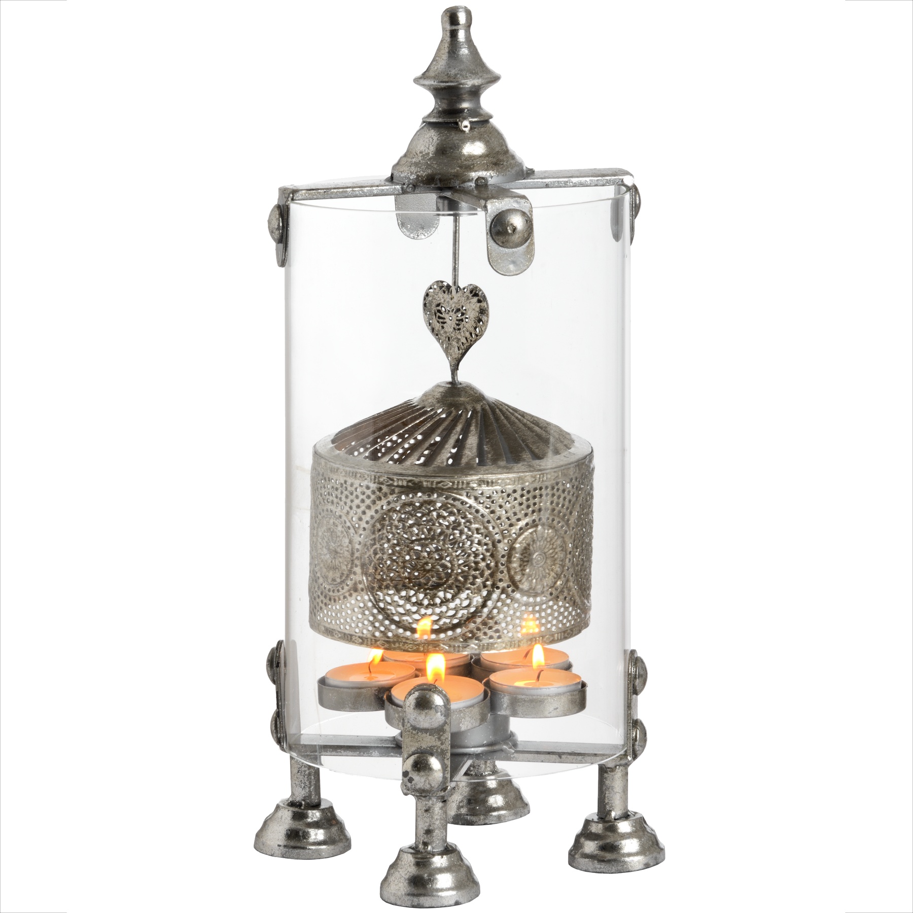 18298.jpg Antique Silver Heart Lantern Spinner - Image 1