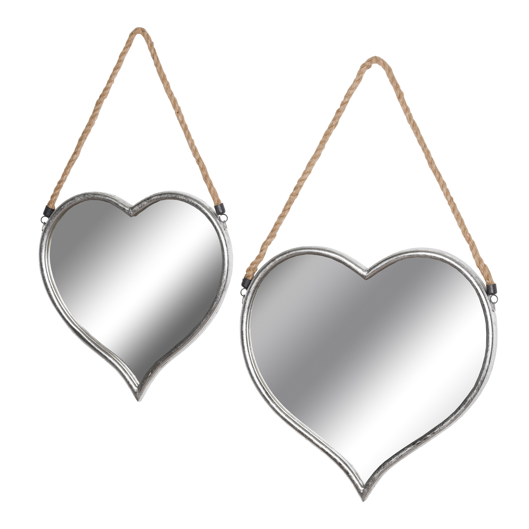 18389.jpg Set Of Two Heart Mirrors With Rope Detail - Image 1