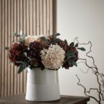 White With Grey Detail Large Cylindrical Ceramic Vase - Image 4