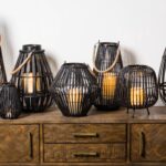 Black Rattan Large Convex Lantern - Image 2