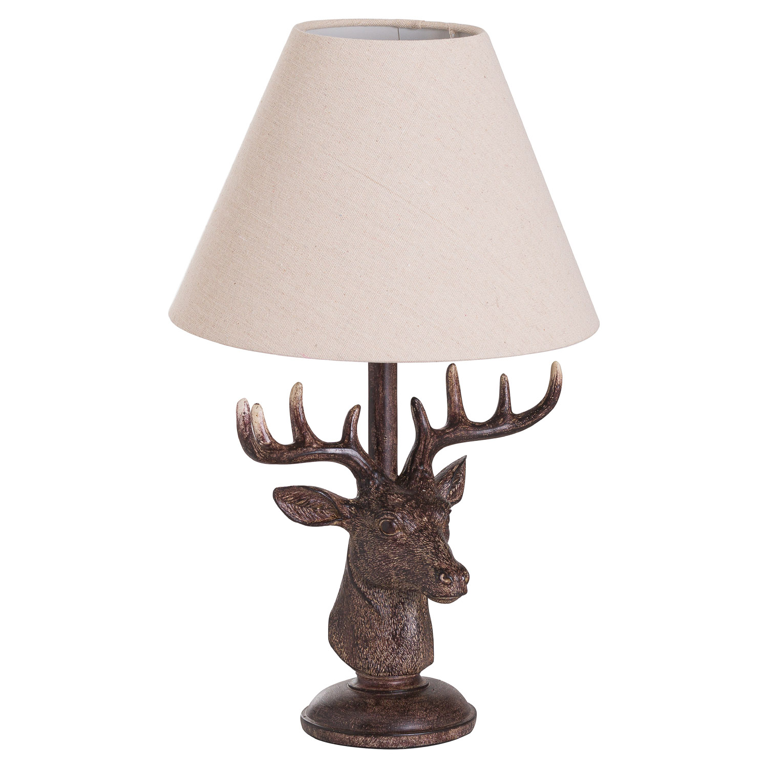 20694.jpg Stag Head Table Lamp With Linen Shade - Image 1
