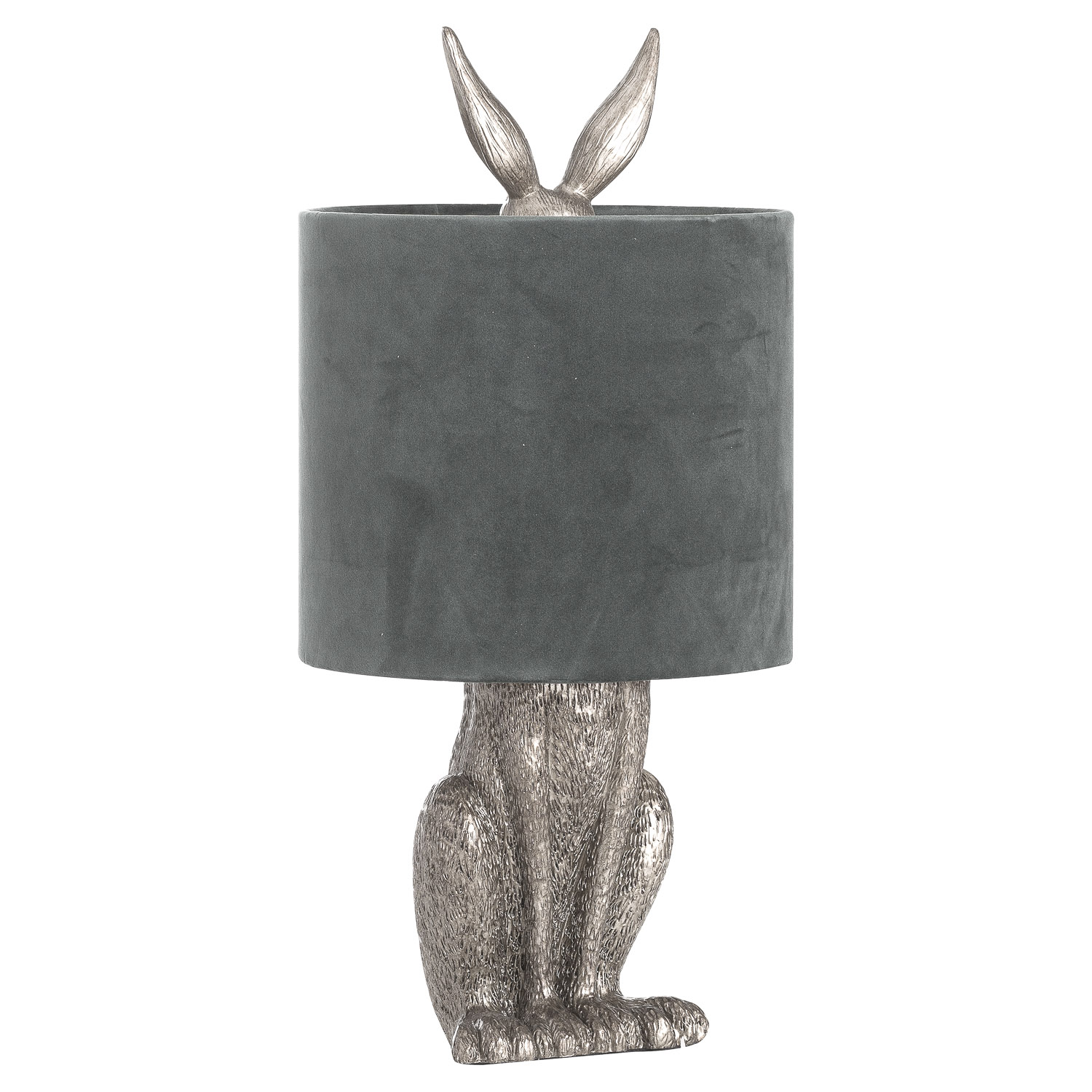 20697.jpg Silver Hare Table Lamp With Grey Velvet Shade - Image 1