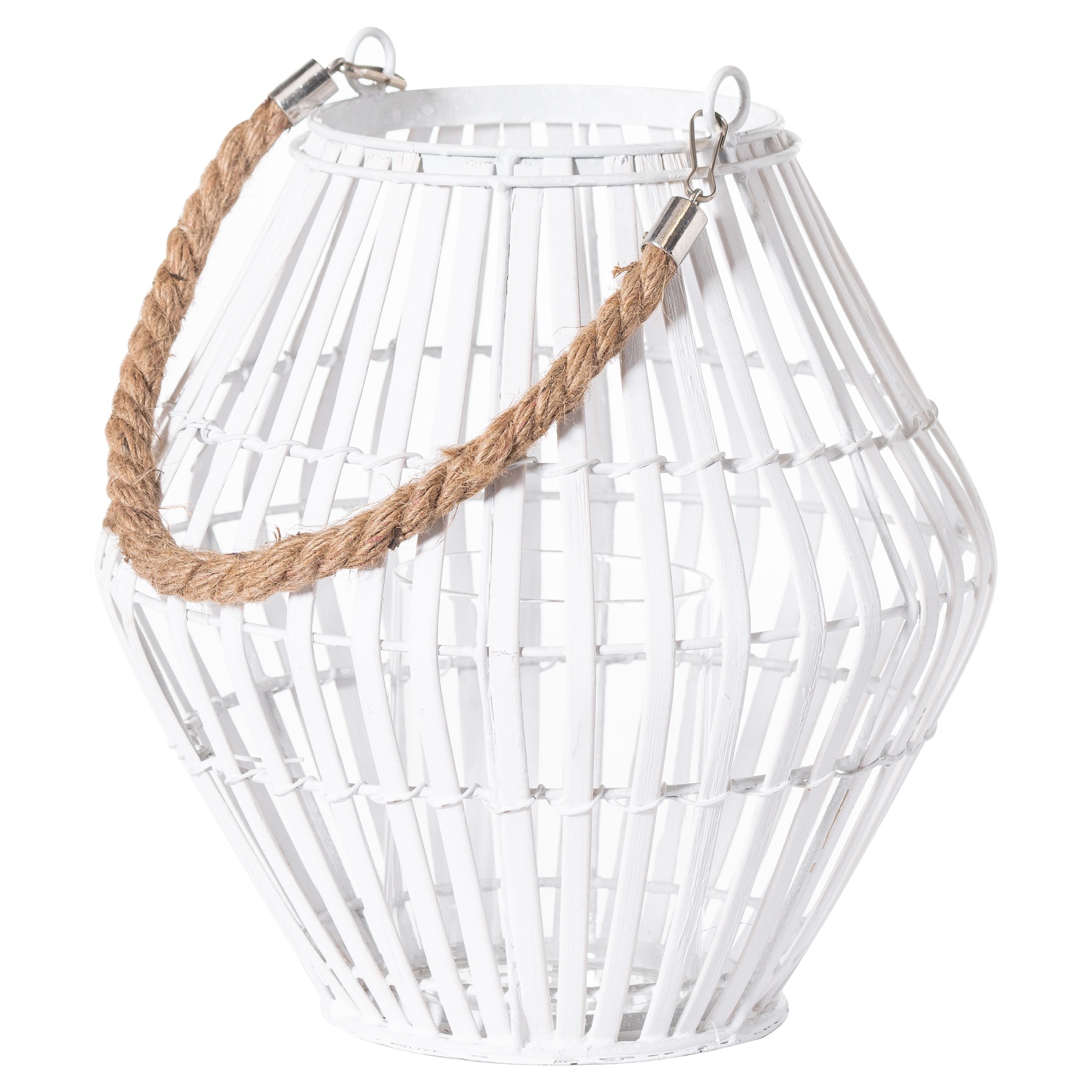21416.jpg White Rattan Small Convex Lantern - Image 1