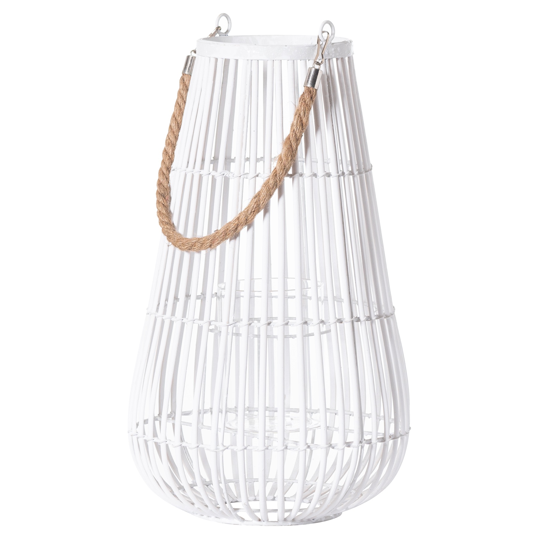 21419.jpg Domed White Lantern With Rope Detail - Image 1