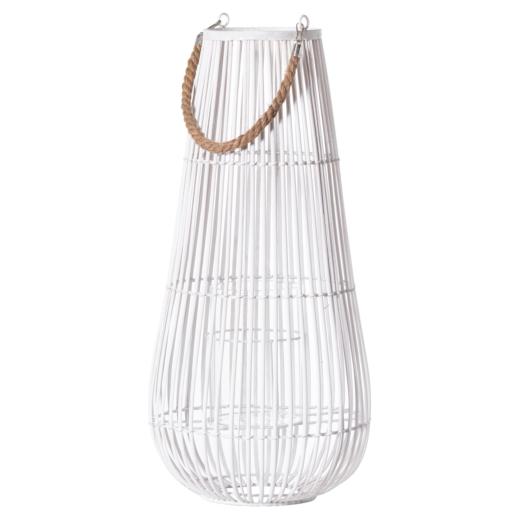 21420.jpg Large White Domed Lantern With Rope Detail - Image 1