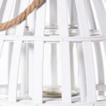 White Domed Wicker Lantern With Rope Detail - Image 2