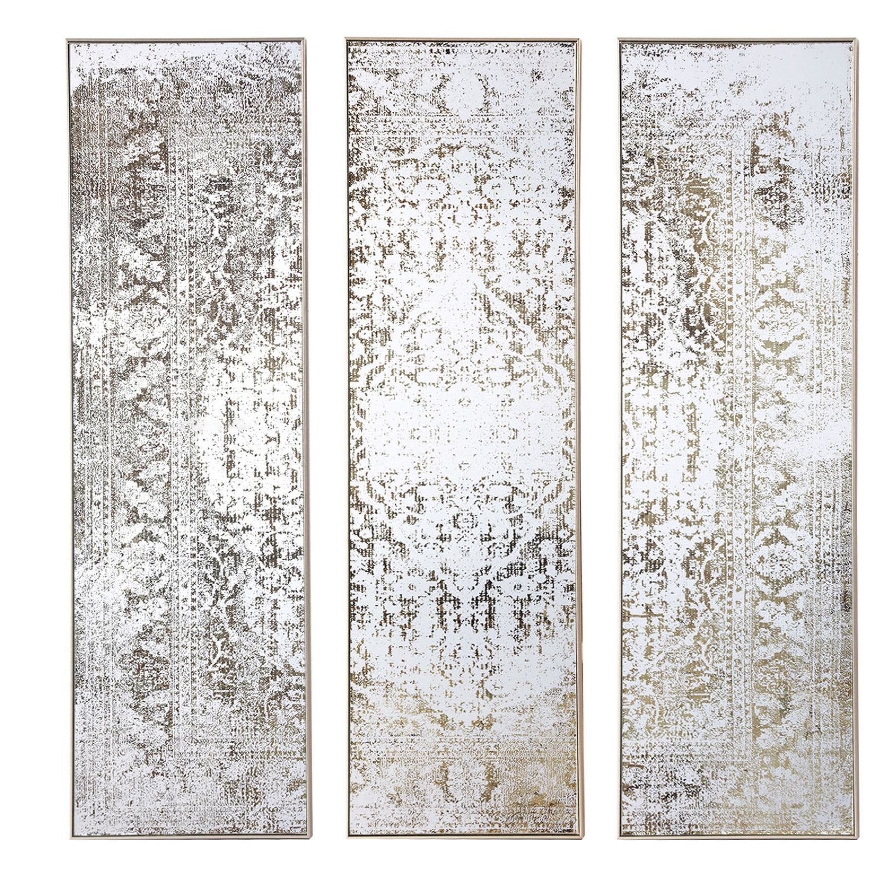 21558.jpg Antiqued Etched Trio Of Wall Mirrors - Image 1
