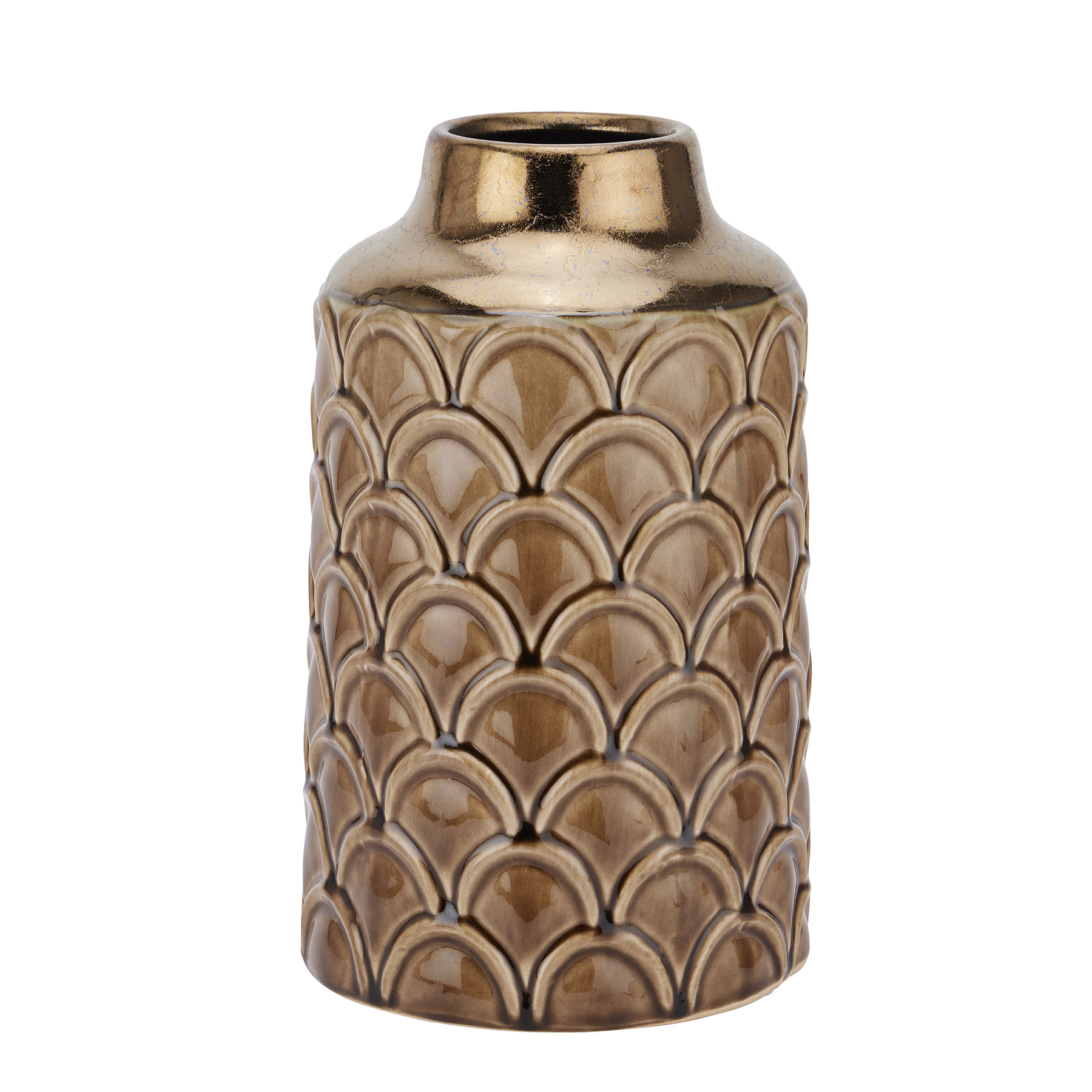 22348.jpg Seville Collection Small Caramel Scalloped Vase - Image 1