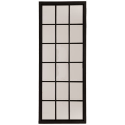 Tall Black Wooden Window Mirror