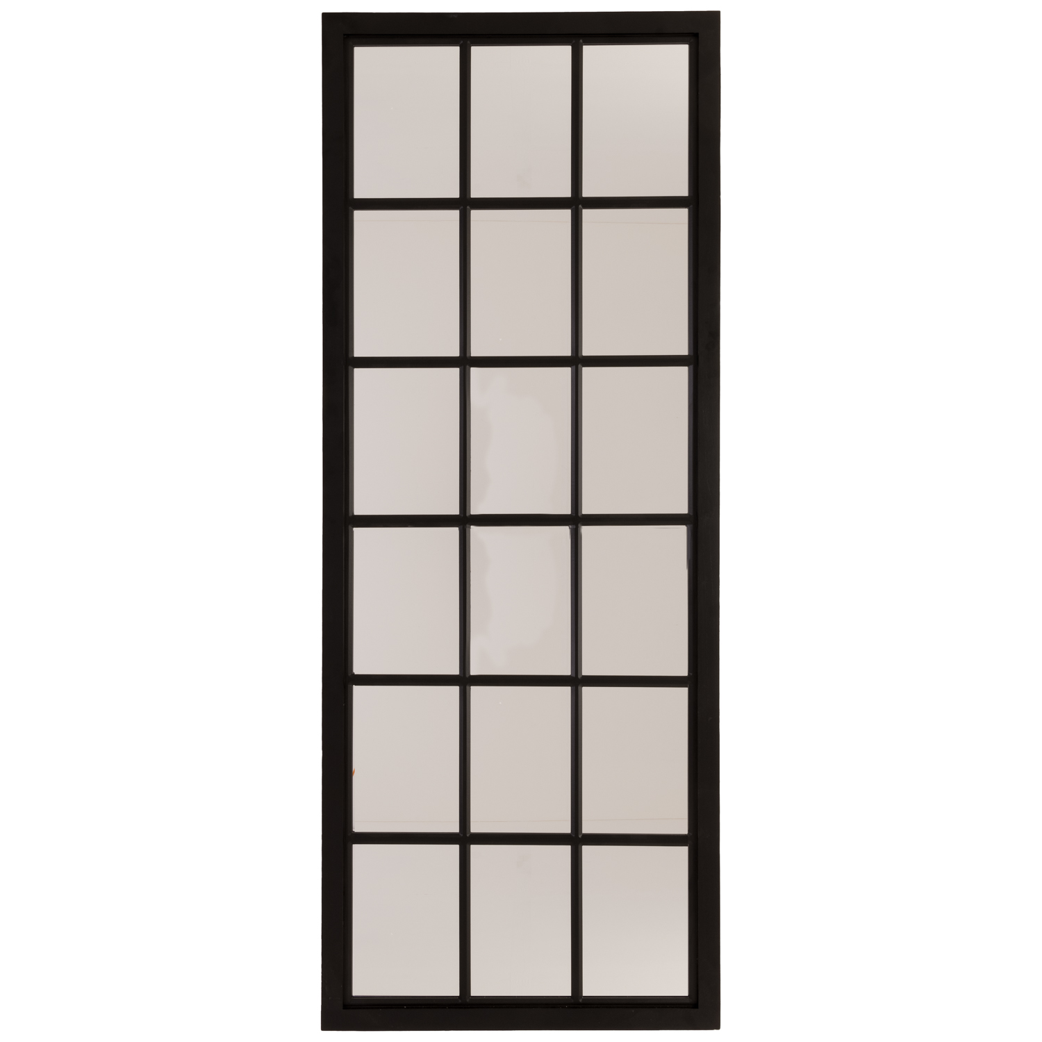 22492.jpg Tall Black Wooden Window Mirror - Image 1
