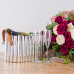 Large Silver Fluted Leather Handled Champagne Cooler - Image 3